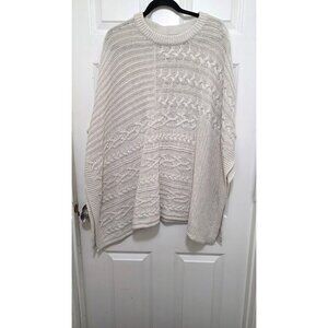 Abercrombie & Fitch Women's Pancho Fisherman Cable Knit Sweater M/L Cream Pullov